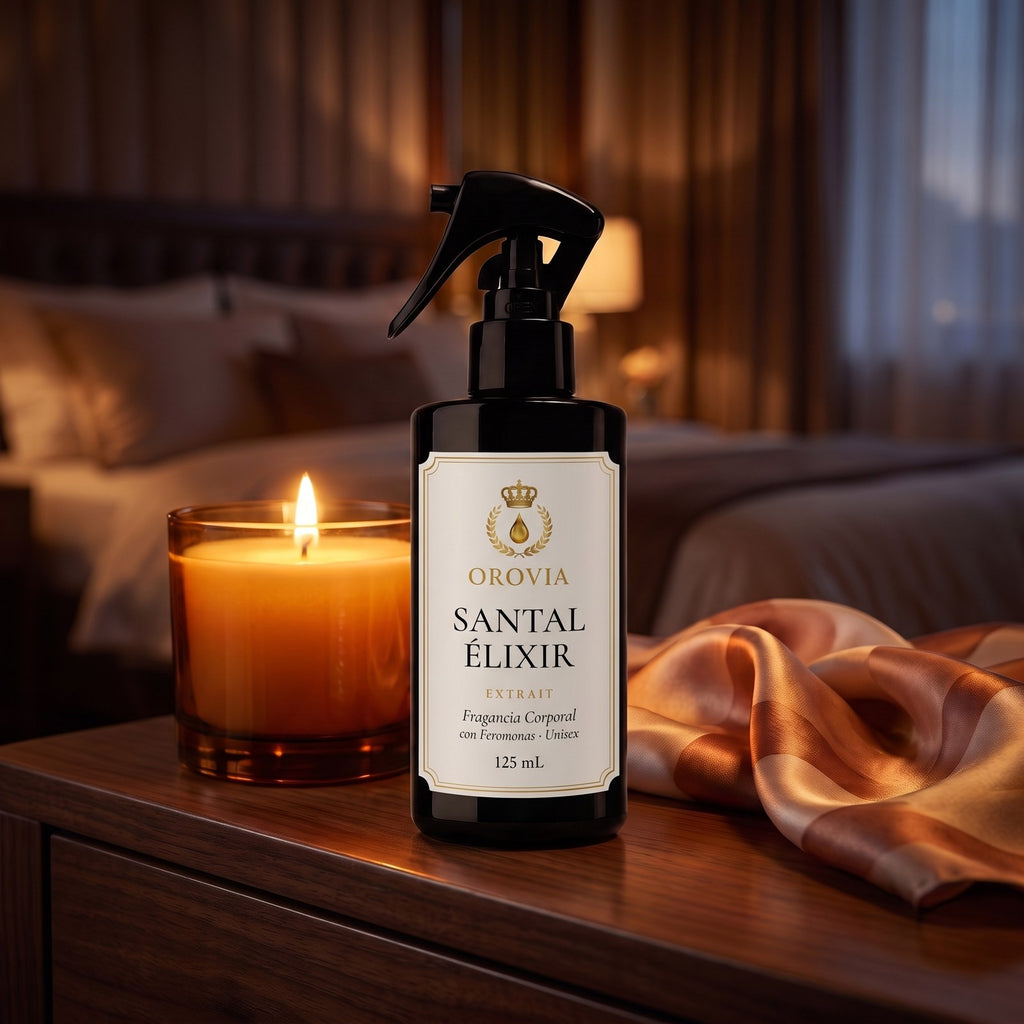 Santal Élixir · Fragancia Corporal con Feromonas 125 ml en ambiente