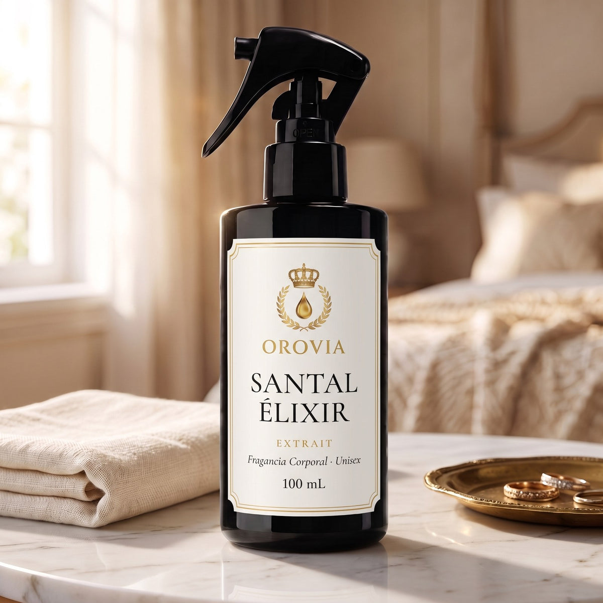 Santal Élixir · Fragancia Corporal 100 ml en ambiente