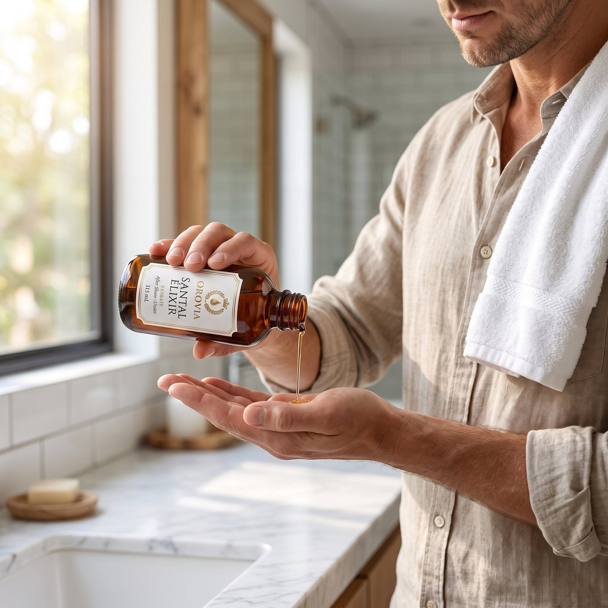 Santal Élixir · After Shave 115 ml en uso