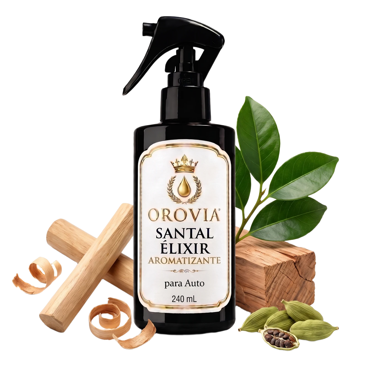 Santal Élixir · Aromatizante para Auto 240 ml con sándalo, cardamomo y cedro