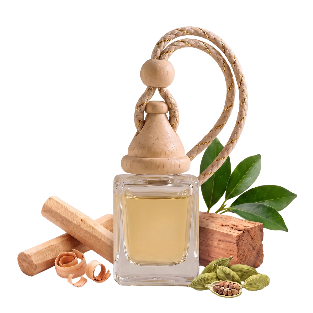 Santal Élixir · Difusor Colgante para Auto 8 ml con sándalo, cardamomo y cedro