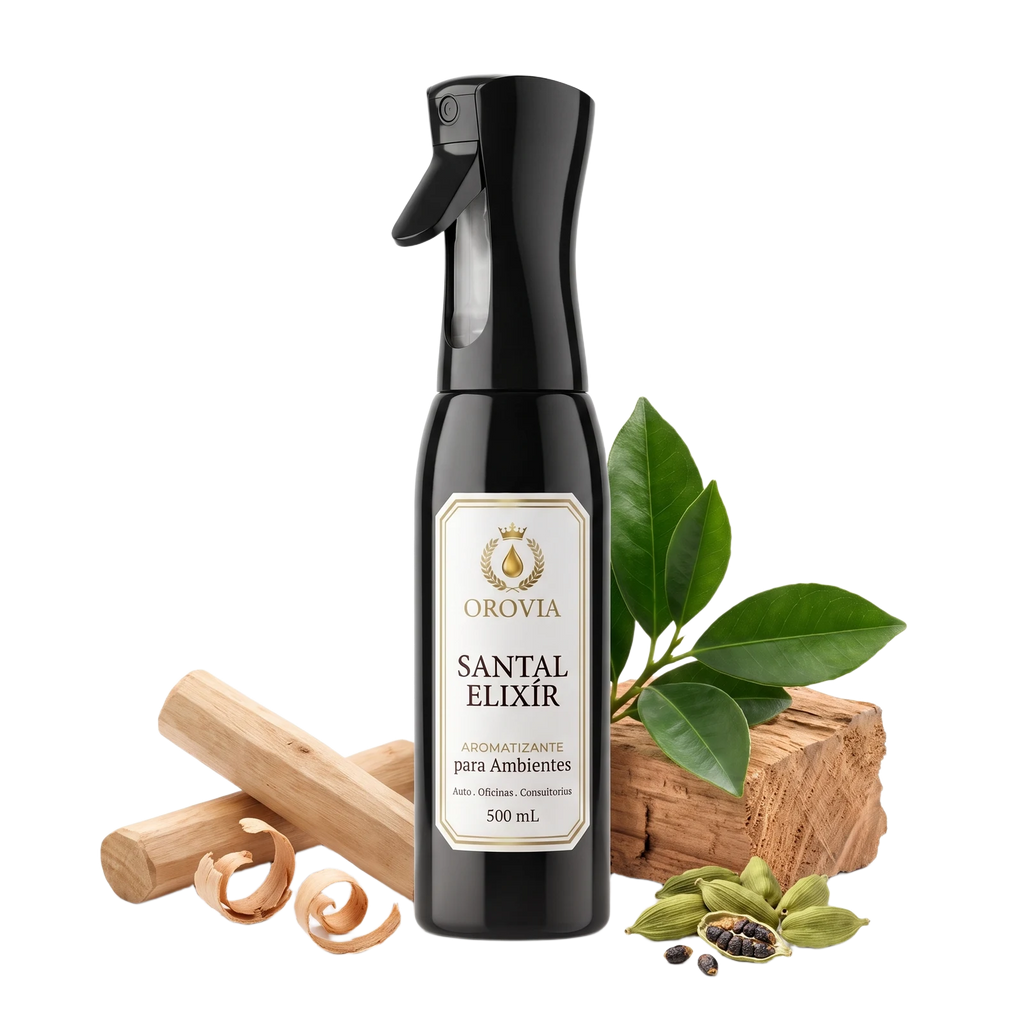 Santal Élixir · Aromatizante Spray Continuo para Ambientes 500 ml con sándalo, cardamomo y cedro