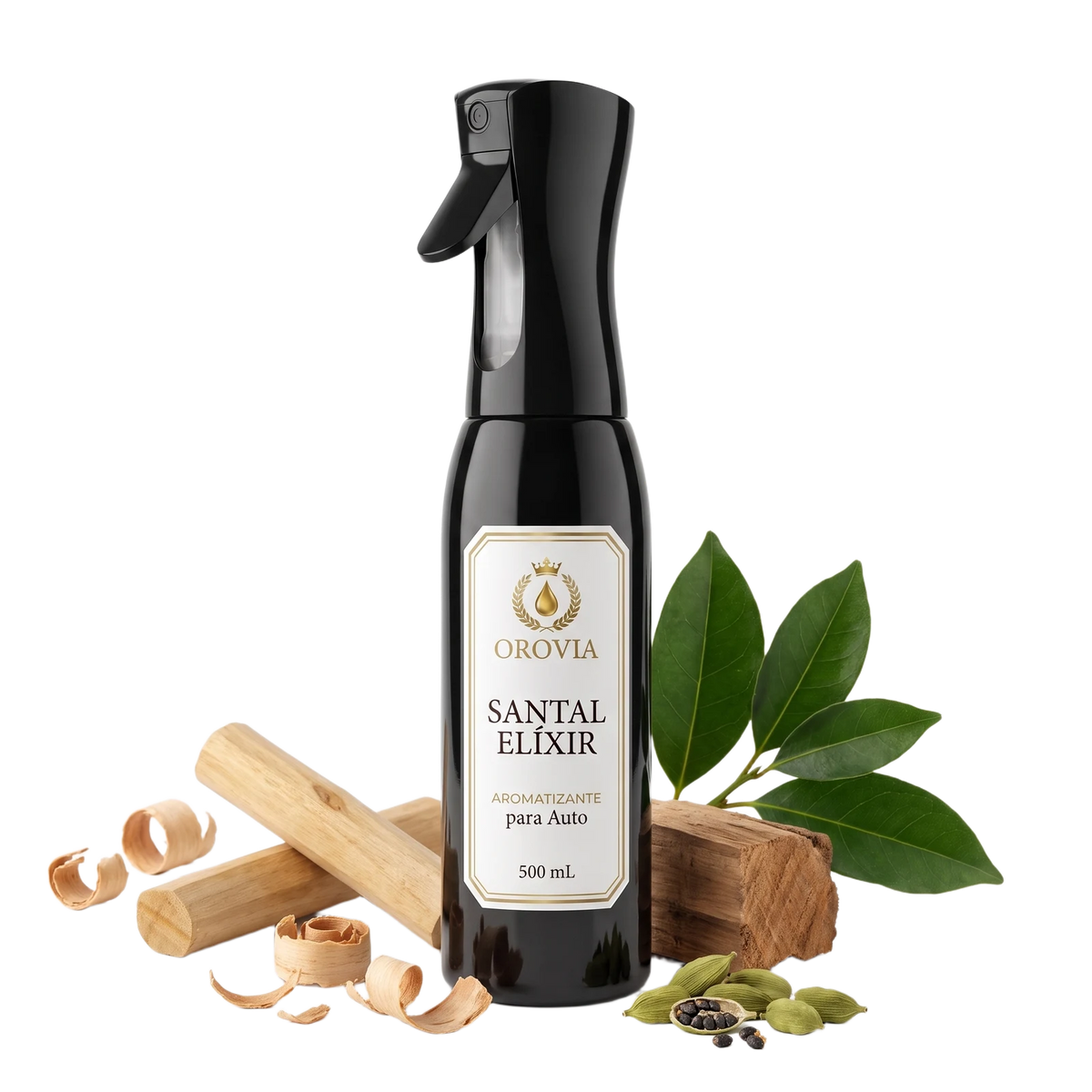 Santal Élixir · Aromatizante Spray Continuo para Auto 500 ml con sándalo, cardamomo y cedro