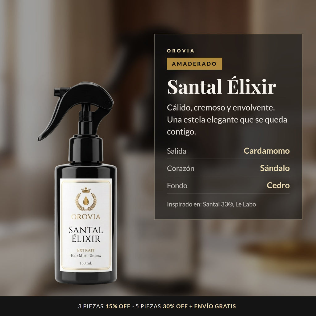 Santal Élixir · Hair Mist 150 ml: notas de cardamomo, sándalo y cedro